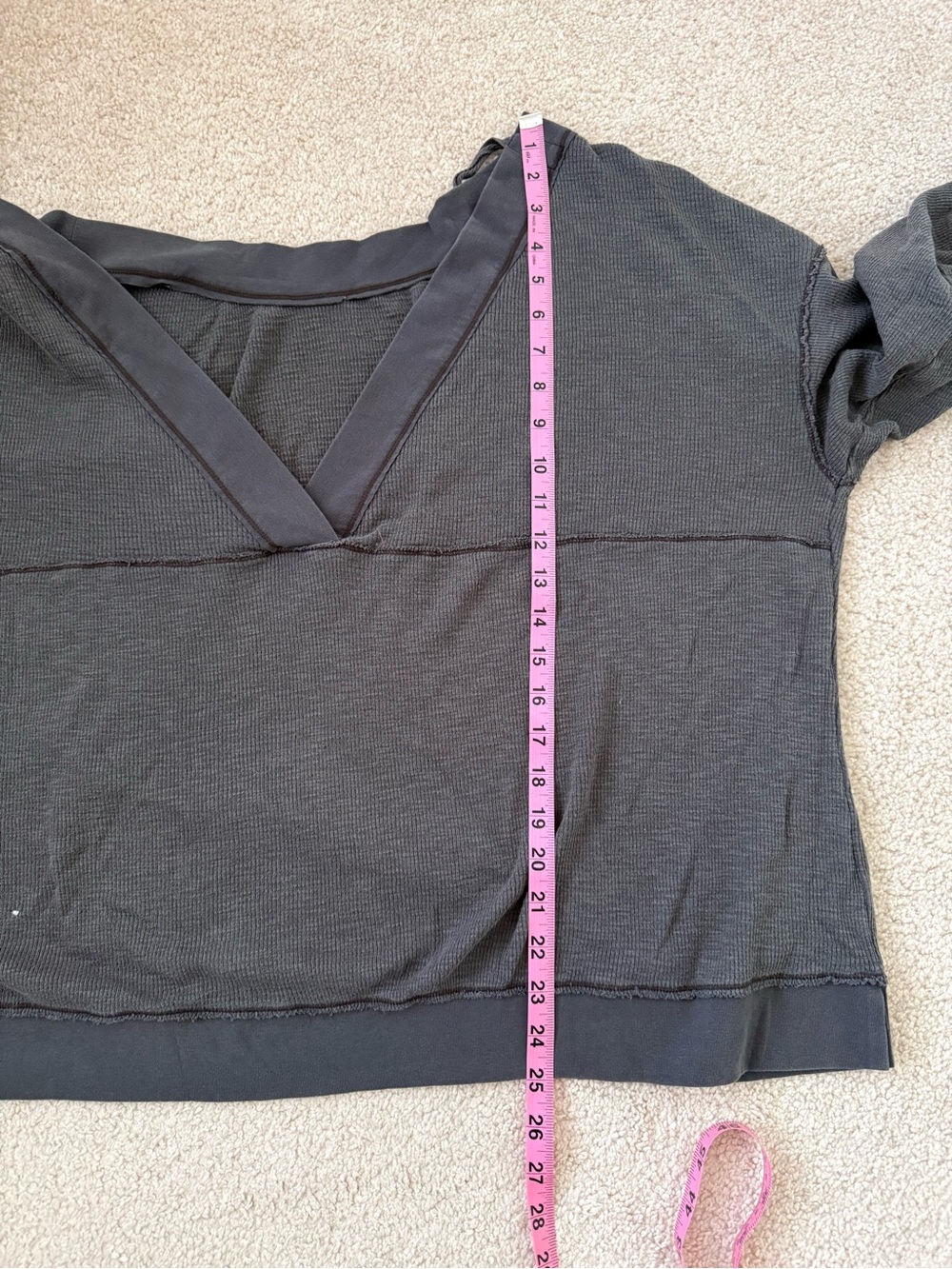 Free People Charcoal Gray Waffle-Knit Top - Picture 9 of 12